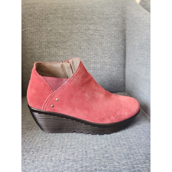 Skechers Women's Parallel Ditto Suede Wedge Heel Ankle Boots Size 9 Burgundy Red - Picture 9 of 9
